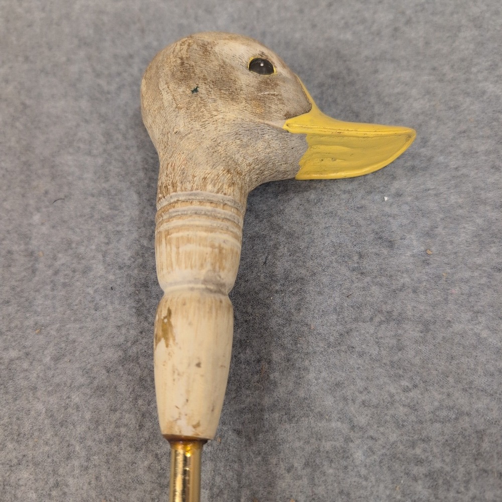 Vintage Style Duck Head Long Handle Shoe Horn Gold Tone Metal Dressing Aid